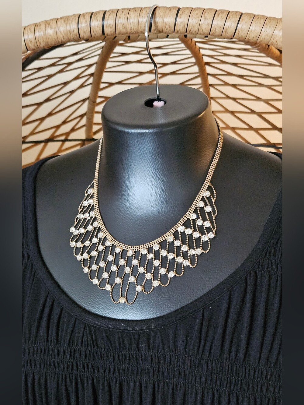 Vintage Gold Tone Rhinestone Necklace
